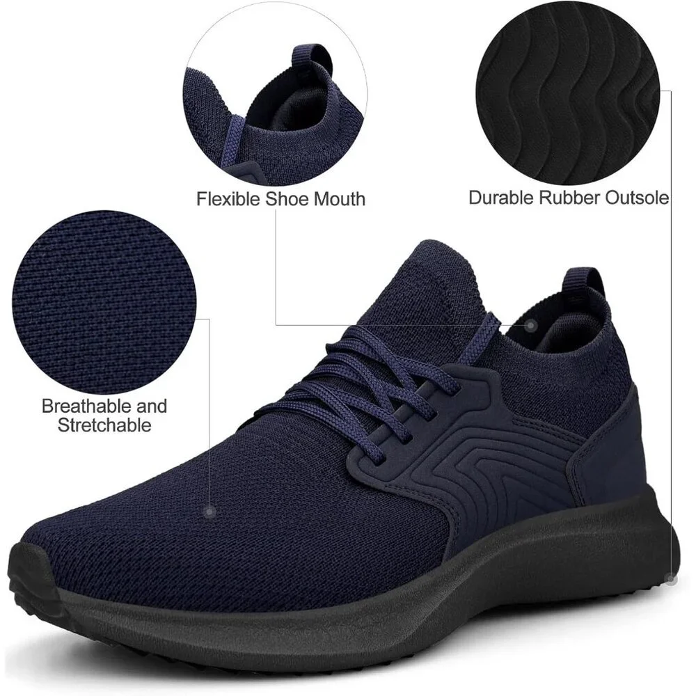 Women's Athletic Running Sneakers Shoes Navy Blue Low Top Lace-Up